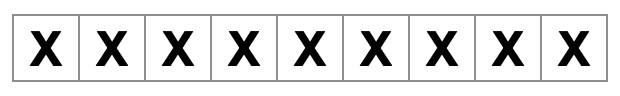 sembilan kotak berisikan x dalam satu baris